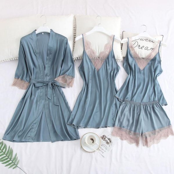 new collection spring summer women's lace seductive nightgown suits 4pcs silk satin nightdress robe soft shorts half sleeve, Black;red
new collection spring summer women's lace seductive nightgown suits 4pcs silk satin nightdress robe soft shorts half sleeve, Black;red