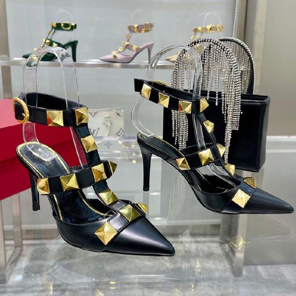 sandals 2022 pointed french 6cm high heels women's shoes big rivet pointer toe liuding fashion roman large size 43, Black
sandals 2022 pointed french 6cm high heels women's shoes big rivet pointer toe liuding fashion roman large size 43, Black