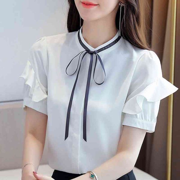 blusas mujer de moda blouse women short sleeve white shirts chiffon shirt s d318 210602
blusas mujer de moda blouse women short sleeve white shirts chiffon shirt s d318 210602