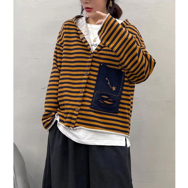 women's jackets fairynatural 2021 red striped hooded coats fall female fashion buttons loose long sleeve clothes women casual holes coa, Black;brown
women's jackets fairynatural 2021 red striped hooded coats fall female fashion buttons loose long sleeve clothes women casual holes coa, Black;brown