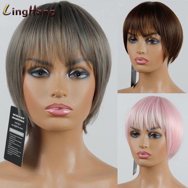 synthetic wigs linghang short brown black straight wig pixie hair cut style for women high temperature fiber
synthetic wigs linghang short brown black straight wig pixie hair cut style for women high temperature fiber