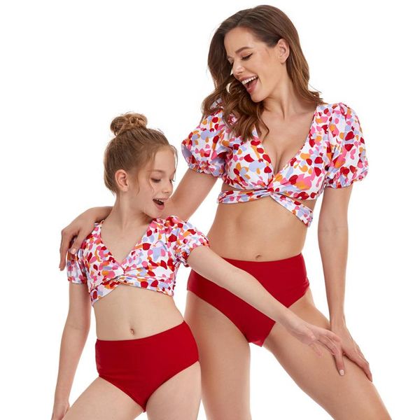 women's swimwear 2021 family matching high waist bikinis two piece swimsuit mom daughter women kids beach dress swim bathing suit, White;black 
women's swimwear 2021 family matching high waist bikinis two piece swimsuit mom daughter women kids beach dress swim bathing suit, White;black