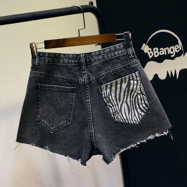 women's shorts high waist female denim summer women clothing ladies pearl chain ripped casual fashion, White;black
women's shorts high waist female denim summer women clothing ladies pearl chain ripped casual fashion, White;black