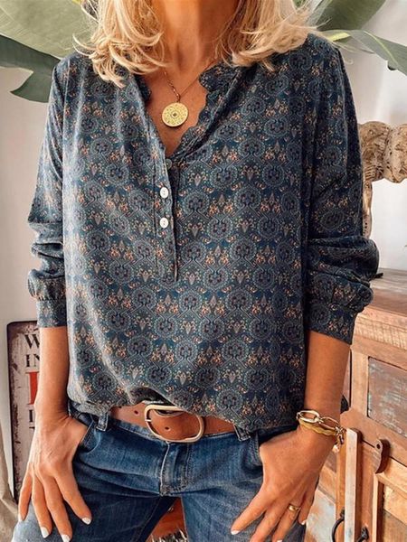 women's blouses & shirts 2021 arrival vintage v neck long sleeve women casual shirt fashion two button print blouse full polyester regu, White
women's blouses & shirts 2021 arrival vintage v neck long sleeve women casual shirt fashion two button print blouse full polyester regu, White