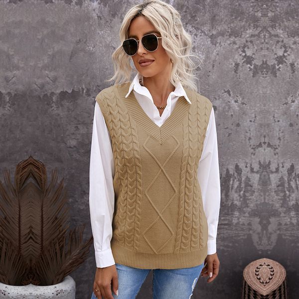 shiying knitted vest women's autumn and winter solid color twisted vest, White;black
shiying knitted vest women's autumn and winter solid color twisted vest, White;black