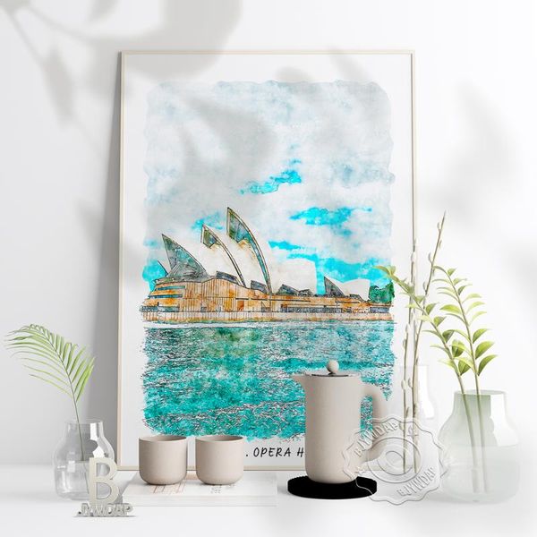 paintings watercolor city sydney opera house poster, beautiful scenery art print, world travel wall stickers home decor
paintings watercolor city sydney opera house poster, beautiful scenery art print, world travel wall stickers home decor