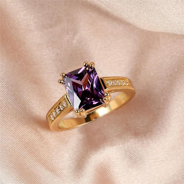 wedding rings female luxury purple crystal square stone ring yellow gold zircon engagement for women jewelry simple fashion, Slivery;golden
wedding rings female luxury purple crystal square stone ring yellow gold zircon engagement for women jewelry simple fashion, Slivery;golden