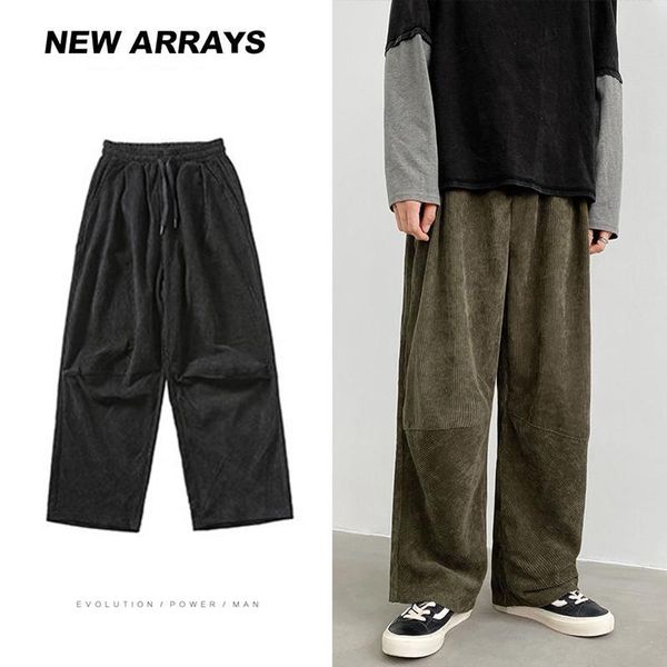 men's pants autumn corduroy fashion retro casual drawstring straight men streetwear loose hip-hop pleated trousers mens, Black
men's pants autumn corduroy fashion retro casual drawstring straight men streetwear loose hip-hop pleated trousers mens, Black