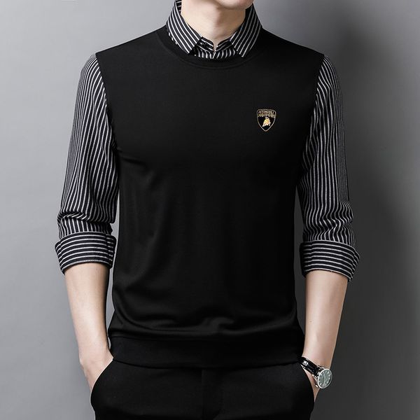 2021 spring fake two men's collar bottomed fashion casual long sleeve t-shirt men, Black
2021 spring fake two men's collar bottomed fashion casual long sleeve t-shirt men, Black