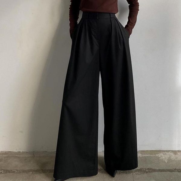 women's pants & capris 2021 autumn winter trousers loose wide legs high waist temperament black casual, Black;white
women's pants & capris 2021 autumn winter trousers loose wide legs high waist temperament black casual, Black;white