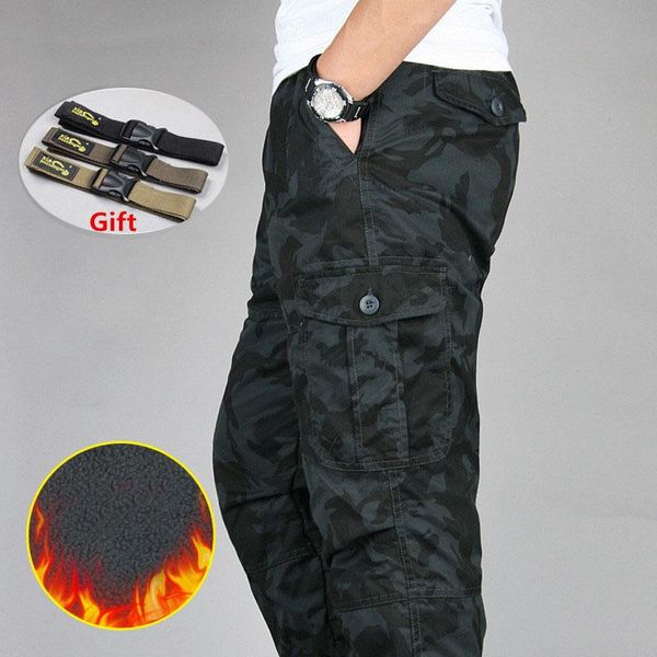 men's pants winter thick fleece warm cotton casual men loose baggy joggers cargo male camouflage tactical overalls long trousers, Black
men's pants winter thick fleece warm cotton casual men loose baggy joggers cargo male camouflage tactical overalls long trousers, Black