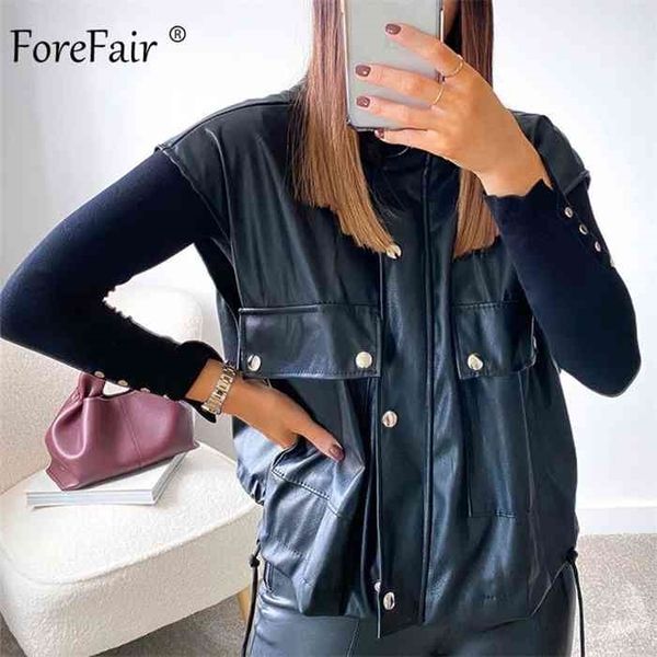 forefair winter faux lether jacket zip short sleeveless pu casual big pocket drop shoulder women vest coat, Black
forefair winter faux lether jacket zip short sleeveless pu casual big pocket drop shoulder women vest coat, Black