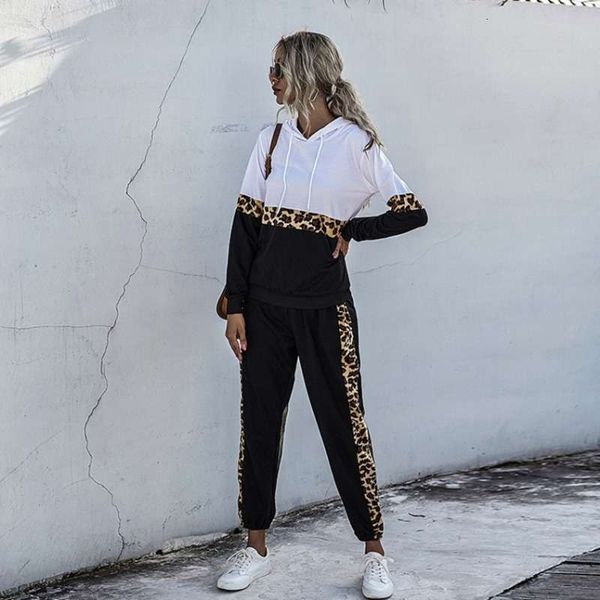 contrast tracksuits fashion women's sports suit autumn winter leopard print hooded sweater casual color matching pants 2-piece set, Gray
contrast tracksuits fashion women's sports suit autumn winter leopard print hooded sweater casual color matching pants 2-piece set, Gray