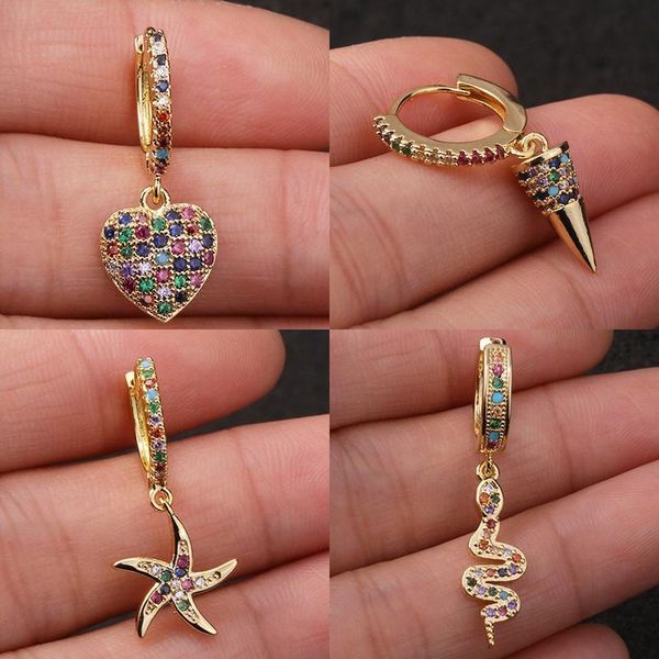 hoop & huggie womens' fashion bohemia colorful earrings multicolor huggies with geometric heart sea-star snake pendant dangle, Golden;silver
hoop & huggie womens' fashion bohemia colorful earrings multicolor huggies with geometric heart sea-star snake pendant dangle, Golden;silver
