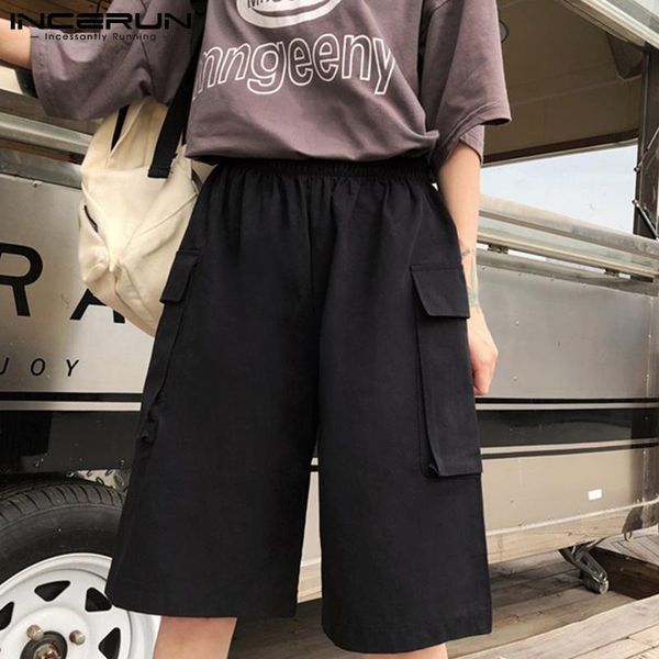 men's shorts summer men cargo elastic waist 2021 loose solid color pockets wide leg streetwear casual bottoms s-5xl incerun, White;black
men's shorts summer men cargo elastic waist 2021 loose solid color pockets wide leg streetwear casual bottoms s-5xl incerun, White;black