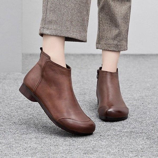boots vintage style leather women flat booties soft cowhide women's shoes front zip ankle zapatos mujer women56gh, Black
boots vintage style leather women flat booties soft cowhide women's shoes front zip ankle zapatos mujer women56gh, Black