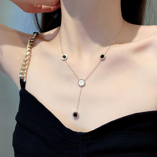 pendant necklaces allme simple white black round metal necklace for women gold colour titanium steel thin chain accessories, Silver
pendant necklaces allme simple white black round metal necklace for women gold colour titanium steel thin chain accessories, Silver