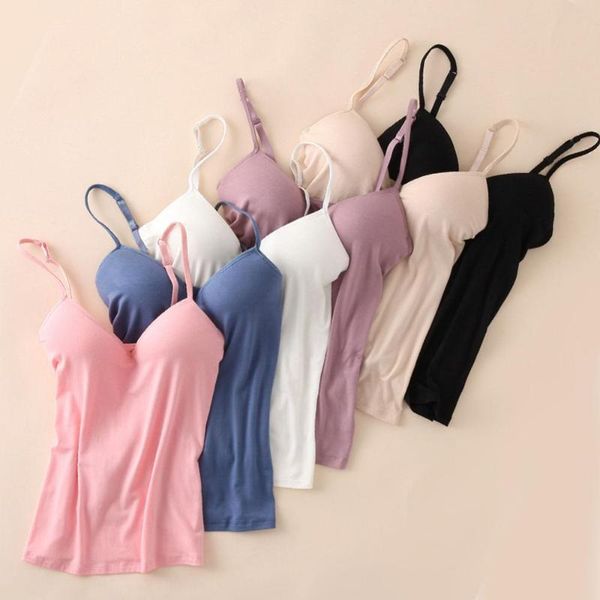 women's tanks & camis women chest pad integrated vest bra summer bottom underwear female solid color base ladies brassiere, White
women's tanks & camis women chest pad integrated vest bra summer bottom underwear female solid color base ladies brassiere, White