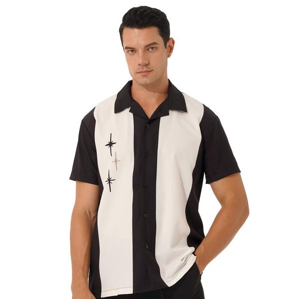 men's casual shirts large men fashion loose color block button down shirt strip turn-down collar short sleeve blouse streetwear vacati, White;black
men's casual shirts large men fashion loose color block button down shirt strip turn-down collar short sleeve blouse streetwear vacati, White;black