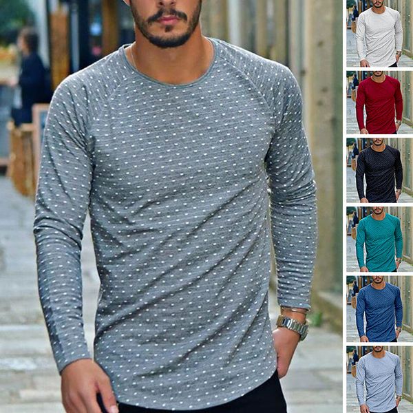men's t-shirts o neck polka dot mens casual designer loose male spring autumn tshirts long sleeve, White;black 
men's t-shirts o neck polka dot mens casual designer loose male spring autumn tshirts long sleeve, White;black
