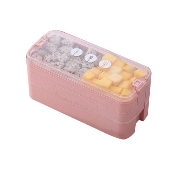 dinnerware sets 3 layers 1400ml bento container sealed carrier with spoon fork )