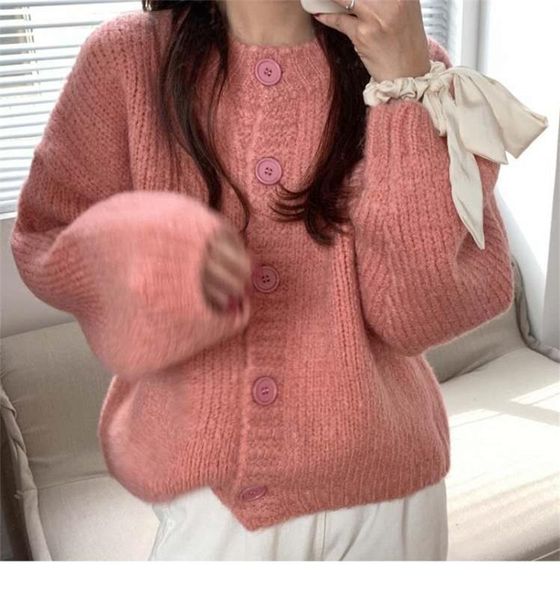 women's knits & tees cmaz sweater cardigan fall 2021 korean loose retro, White