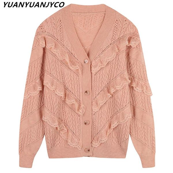 yuanyuanjyco spring autumn women korean style knitted patchwork cardigan appliques lace ruffles long sleeve v-neck sweater, White
yuanyuanjyco spring autumn women korean style knitted patchwork cardigan appliques lace ruffles long sleeve v-neck sweater, White