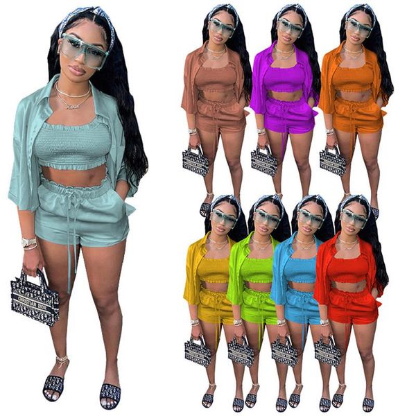 women's tracksuits solid color 3 pieces set women suit cardigan++shorts streetwear matching three outfits tracksuit summer, Gray
women's tracksuits solid color 3 pieces set women suit cardigan++shorts streetwear matching three outfits tracksuit summer, Gray