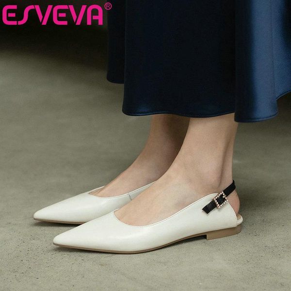 sandals esveva 2021 female flats summer genuine leather crystal flat heel women shoes back strap buckle slingback big size 34-43, Black
sandals esveva 2021 female flats summer genuine leather crystal flat heel women shoes back strap buckle slingback big size 34-43, Black