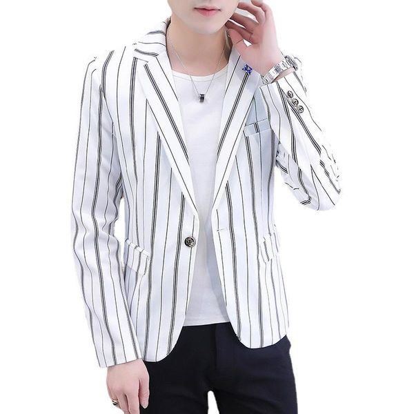 men's suits & blazers 2022 autumn slim fit blazer youth striped casual, White;black
men's suits & blazers 2022 autumn slim fit blazer youth striped casual, White;black
