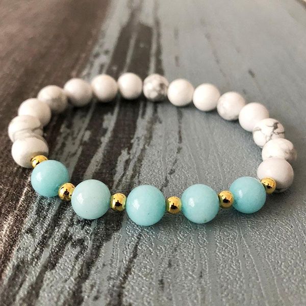 tennis natural stone howlite aquamarines beaded bracelet for men healing medation mala wrist beads, Golden;silver
tennis natural stone howlite aquamarines beaded bracelet for men healing medation mala wrist beads, Golden;silver