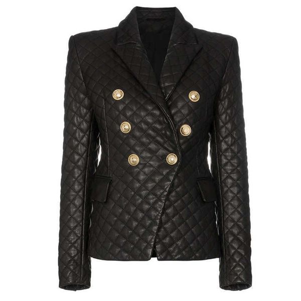 stylish designer blazer women's lion buttons grid cotton padded slim fitting synthetic leather jacket 210526, White;black
stylish designer blazer women's lion buttons grid cotton padded slim fitting synthetic leather jacket 210526, White;black