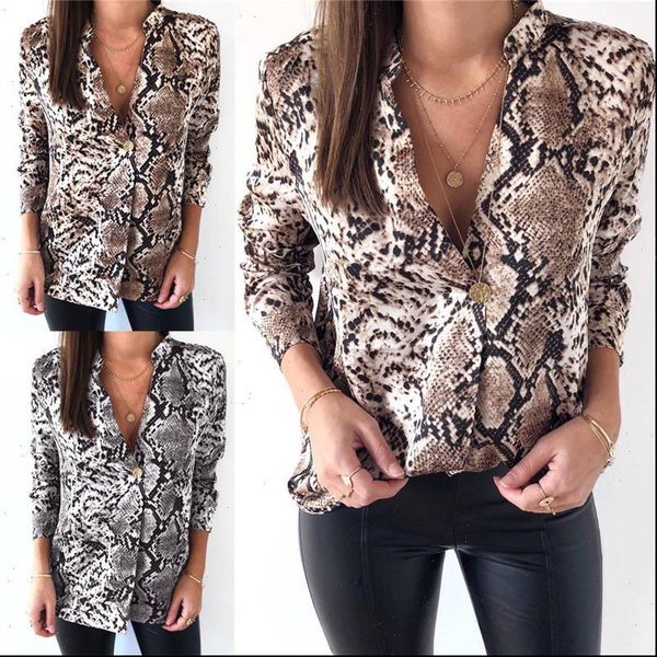 2019 autumn new women snake print blouse long sleeves v neck shirts high street women fall fashion blouses, White
2019 autumn new women snake print blouse long sleeves v neck shirts high street women fall fashion blouses, White