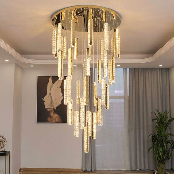 chandeliers modern led crystal chandelier light chrome long staircase luxury designer lamp fixture ac110-220v indoor lighting
chandeliers modern led crystal chandelier light chrome long staircase luxury designer lamp fixture ac110-220v indoor lighting