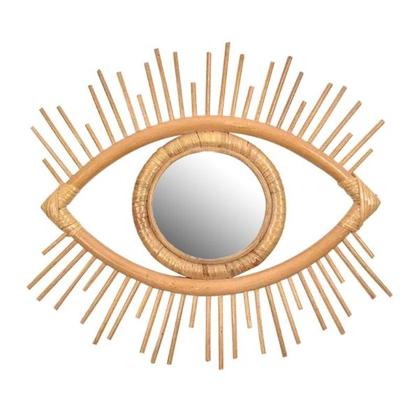mirrors rattan innovative art decoration flower frame eye shape makeup mirror dressing wall hanging bedroom bathroom