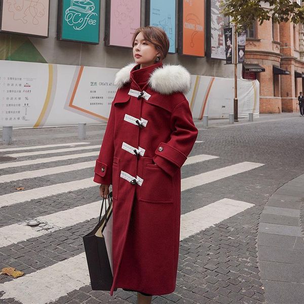 vintage winter women woolen coat fur collar long jackets horn button cotton padded warm loose outwear nz01" women's wool & blends, Black
vintage winter women woolen coat fur collar long jackets horn button cotton padded warm loose outwear nz01" women's wool & blends, Black