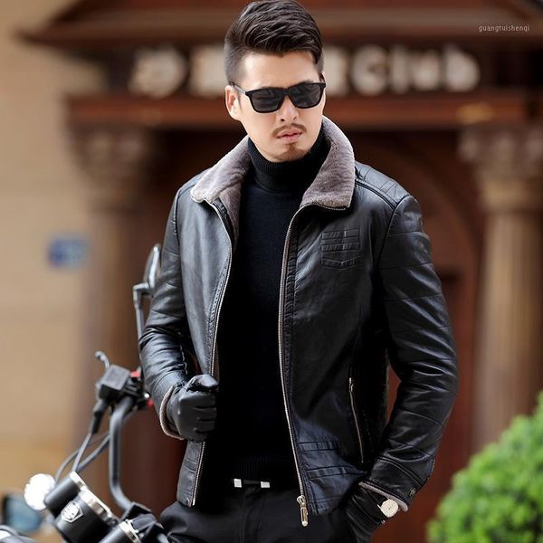 men's fur & faux m- 3xl 2021 winter one piece genuine leather clothing male turn-down collar plus velvet thickening slim motorcycle le, Black
men's fur & faux m- 3xl 2021 winter one piece genuine leather clothing male turn-down collar plus velvet thickening slim motorcycle le, Black