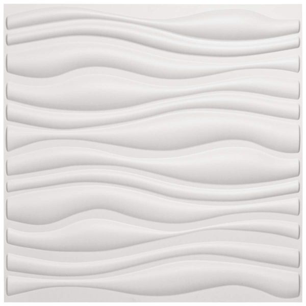 

Art3d 50x50cm White Wall Panels PVC Wave Board Textured Soundproof for Living Room Bedroom (Pack of 12 Tiles)