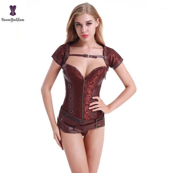 bustiers & corsets front zip short sleeves women's spiral steel boned goth retro overbust steampunk clothing bustier corset with jacket, Black;white
bustiers & corsets front zip short sleeves women's spiral steel boned goth retro overbust steampunk clothing bustier corset with jacket, Black;white