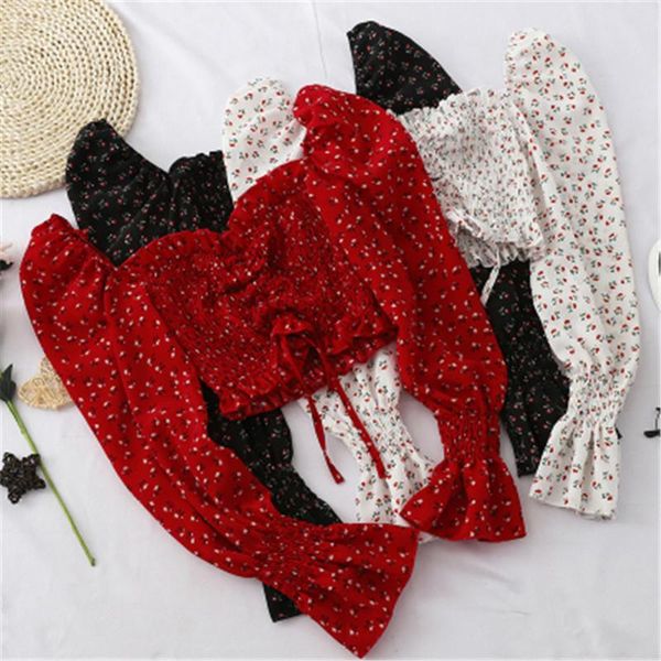 women's blouses & shirts 2021 summer style offf shoulder drawstring floral chiffon shirt slim long sleeve short female korean fashion c, White
women's blouses & shirts 2021 summer style offf shoulder drawstring floral chiffon shirt slim long sleeve short female korean fashion c, White