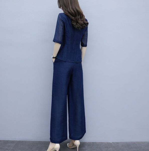 Elegant Navy Blue Silk Linen Wide Leg Pants Suit Womens 2021 Summer Casual Slim Two Pieces Suit Tops And Pants evening
Elegant Navy Blue Silk Linen Wide Leg Pants Suit Womens 2021 Summer Casual Slim Two Pieces Suit Tops And Pants evening