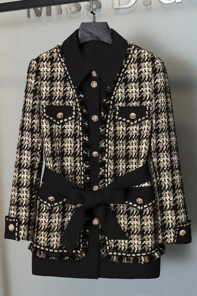 women's jackets 2021 autumn winter women plaid casual jacket female chic luxury tweed coat overcoat ms 10.13, Black;brown
women's jackets 2021 autumn winter women plaid casual jacket female chic luxury tweed coat overcoat ms 10.13, Black;brown