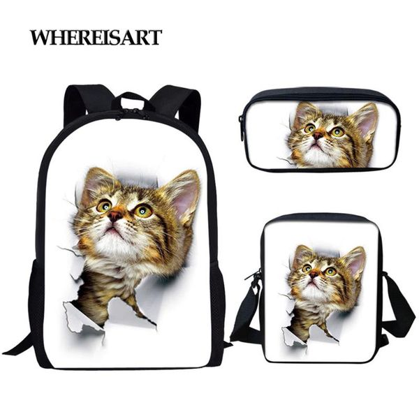 school bags whereisart 3pcs/set fashion children backpack 3d cute animal cat prints canvas shoulder kids bag
school bags whereisart 3pcs/set fashion children backpack 3d cute animal cat prints canvas shoulder kids bag