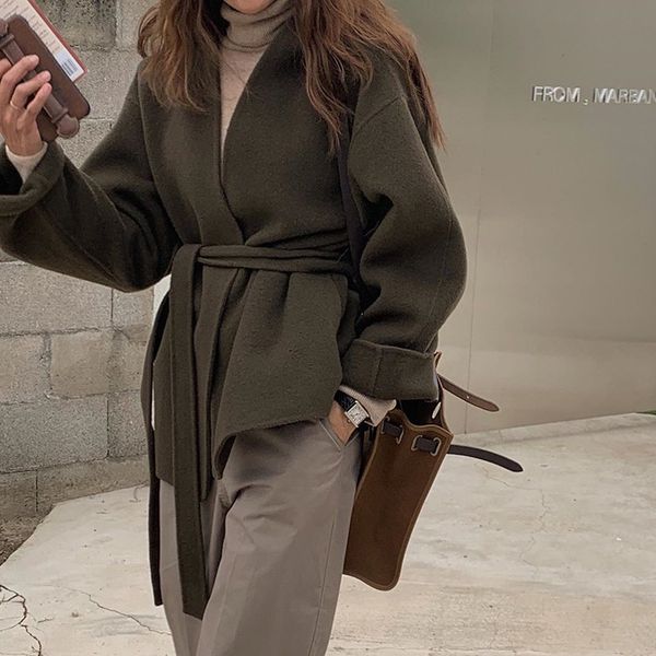 2021 double-sided cashmere wool coat with double-sided woolen coat women short woolen coat women, Tan;black
2021 double-sided cashmere wool coat with double-sided woolen coat women short woolen coat women, Tan;black