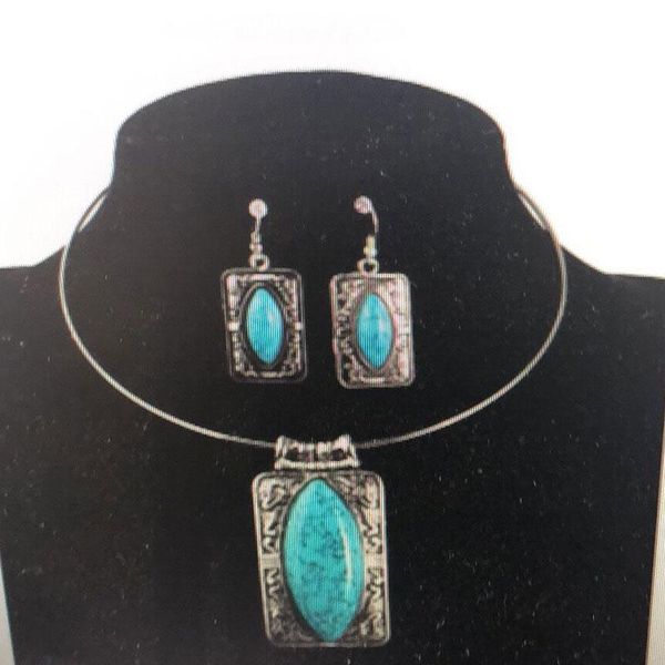 chokers factory direct ethnic alloy turquoise ladies necklace, party ornaments retro brinco metal hanging stone earrings necklace, Golden;silver
chokers factory direct ethnic alloy turquoise ladies necklace, party ornaments retro brinco metal hanging stone earrings necklace, Golden;silver