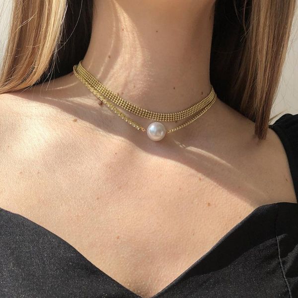 chains wg light luxury simple clavicle chain necklace fashion imitation pearl boho choker jewelry for women, Silver
chains wg light luxury simple clavicle chain necklace fashion imitation pearl boho choker jewelry for women, Silver