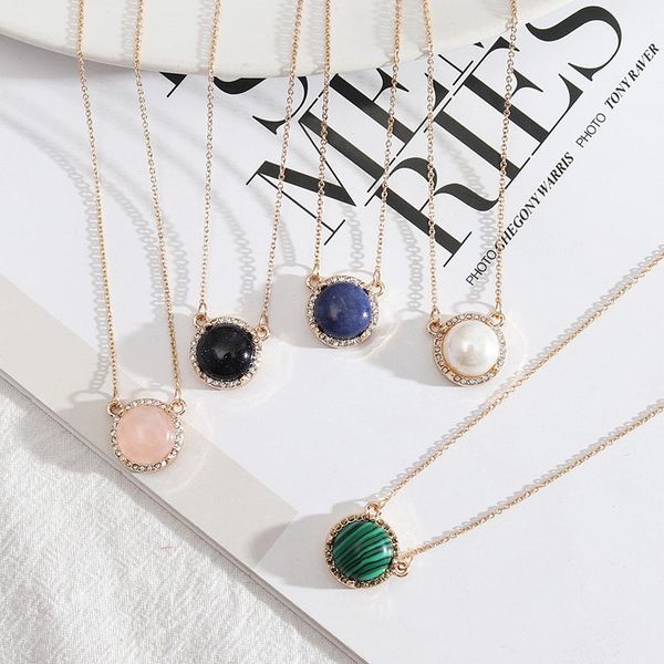 15mm round lapis lazuli pearl turquoise rose natural stone quartz pendant gold chain necklaces geometric accessories jewelry, Silver
15mm round lapis lazuli pearl turquoise rose natural stone quartz pendant gold chain necklaces geometric accessories jewelry, Silver