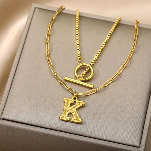 pendant necklaces stainless steel initials letter necklace for women men gold alphabet charm double box link chain punk couple jewelry gif, Silver
pendant necklaces stainless steel initials letter necklace for women men gold alphabet charm double box link chain punk couple jewelry gif, Silver