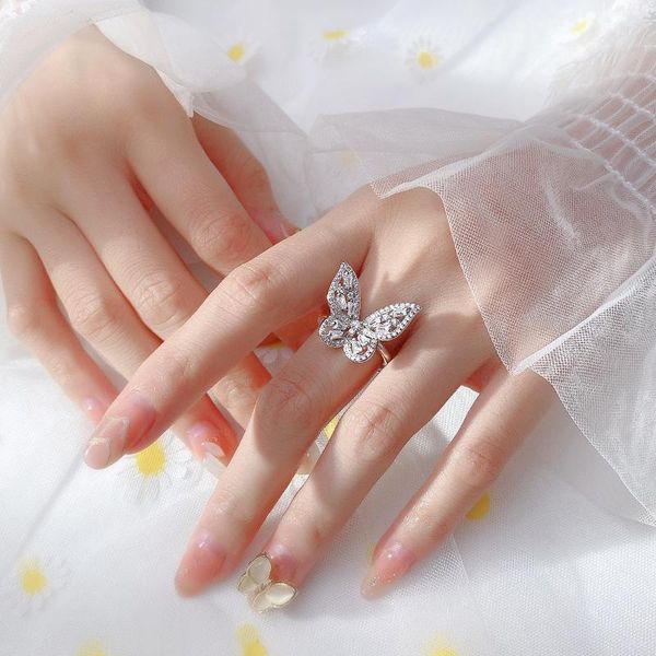 cluster rings big butterfly 925 sterling silver women's ring young zircon adjustable jewelry simple female gift cute romantic for girlf, Golden;silver
cluster rings big butterfly 925 sterling silver women's ring young zircon adjustable jewelry simple female gift cute romantic for girlf, Golden;silver