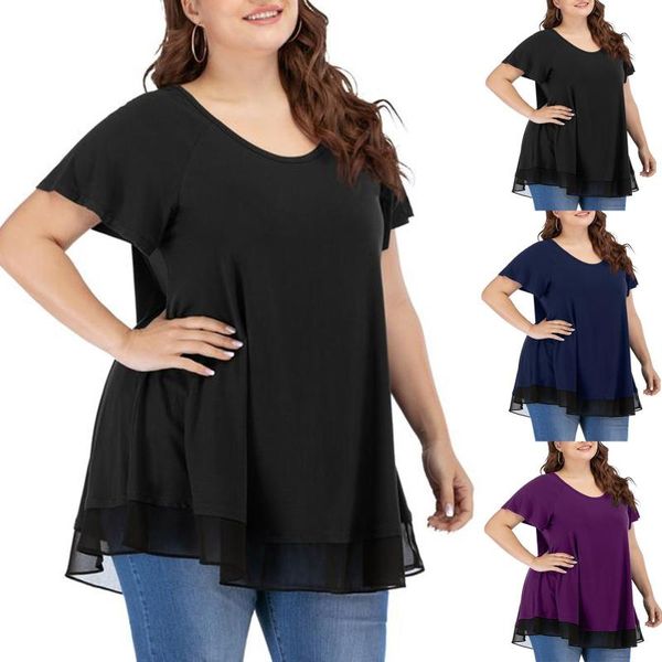 women's t-shirt summer womens casual o-neck plus-size loose soft short sleeve splicing tank plus size women clothing daily vetement fe, White
women's t-shirt summer womens casual o-neck plus-size loose soft short sleeve splicing tank plus size women clothing daily vetement fe, White